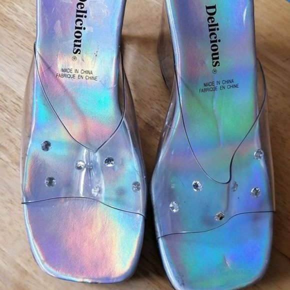 Vintage crystal mules wedge clogs size 7.5 - Picture 2 of 3